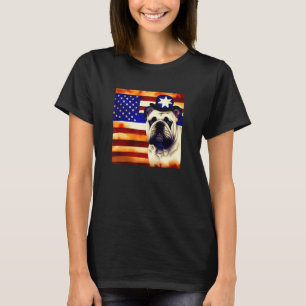 US Flag Bulldog Dog Patriotic Pet American Patrio T-Shirt