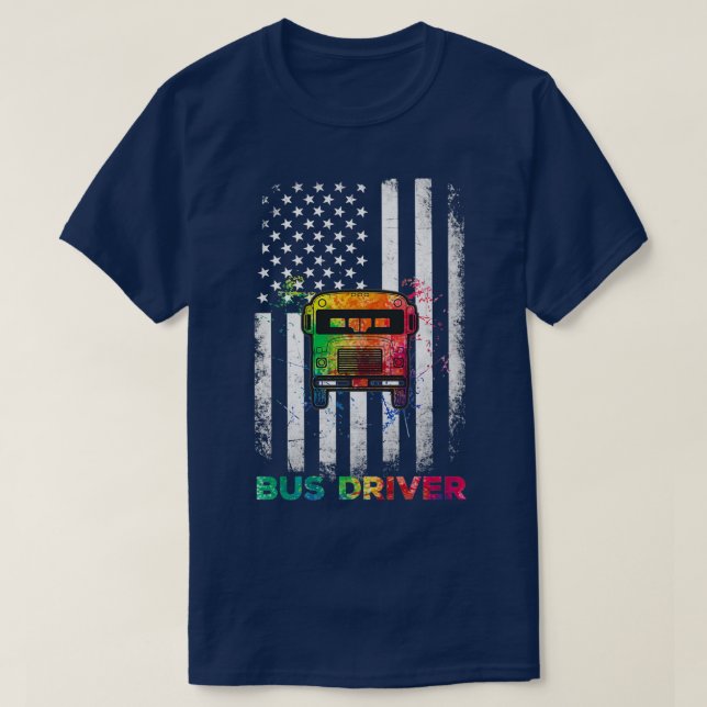 Us Flag Bus Driver Shirt (Design Front)