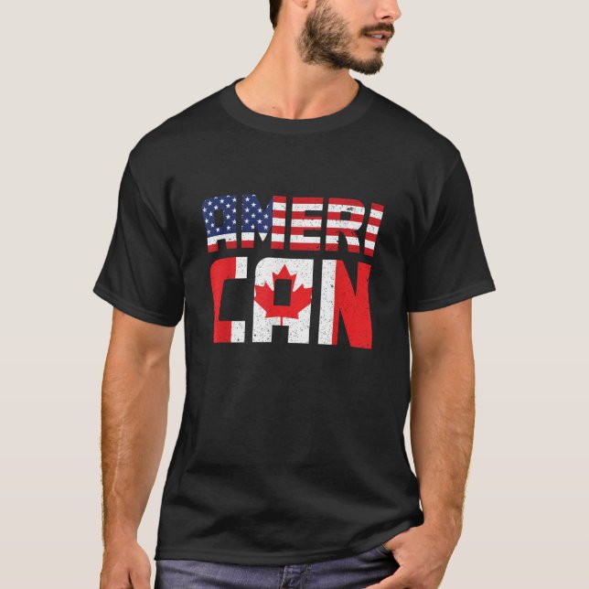 US Flag Canadian American Pride Canadian Flag Cana T-Shirt (Front)