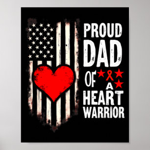 Us Flag Chd Awareness Proud Dad Of A Heart Warrior Poster