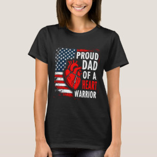 Us Flag Chd Awareness Proud Dad Of A Heart Warrior T-Shirt