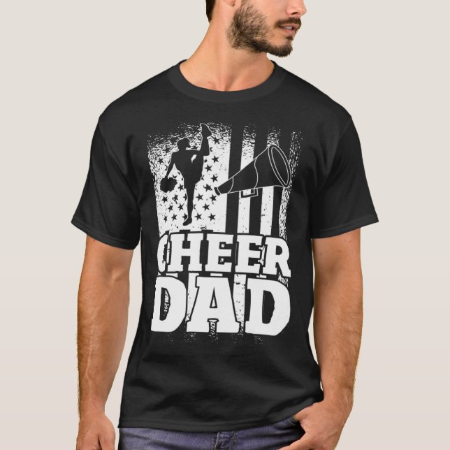 US Flag Cheerleading Father Cheer Dad T-Shirt (Front)