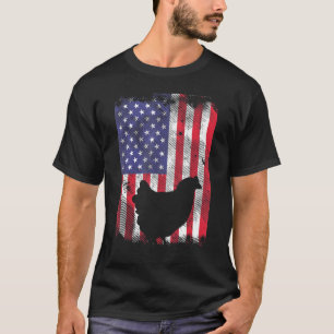 Us Flag Chicken Vintage Farming Animal Patriotic F T-Shirt