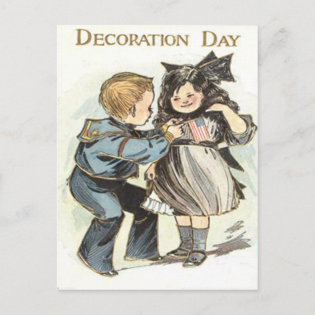 US Flag Children Uniform Decoration Day Postcard (Front)