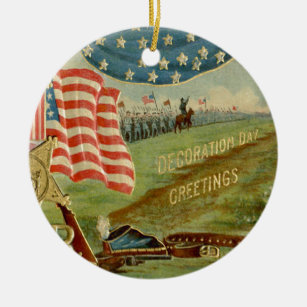 US Flag Civil War Union Medal Ceramic Tree Decoration