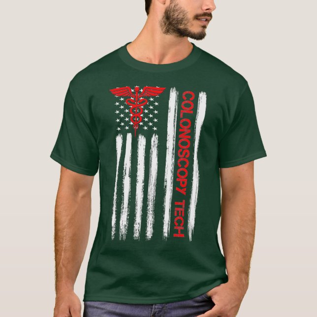 US Flag Colonoscopy Tech Technologist T-Shirt (Front)