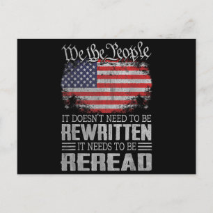 US Flag Constitution of the USA Needs To Be Reread Holiday Postcard