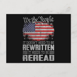 US Flag Constitution of the USA Needs To Be Reread Holiday Postcard