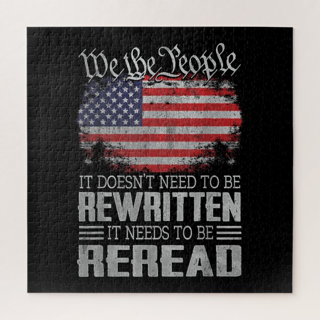 US Flag Constitution of the USA Needs To Be Reread Jigsaw Puzzle (Vertical)