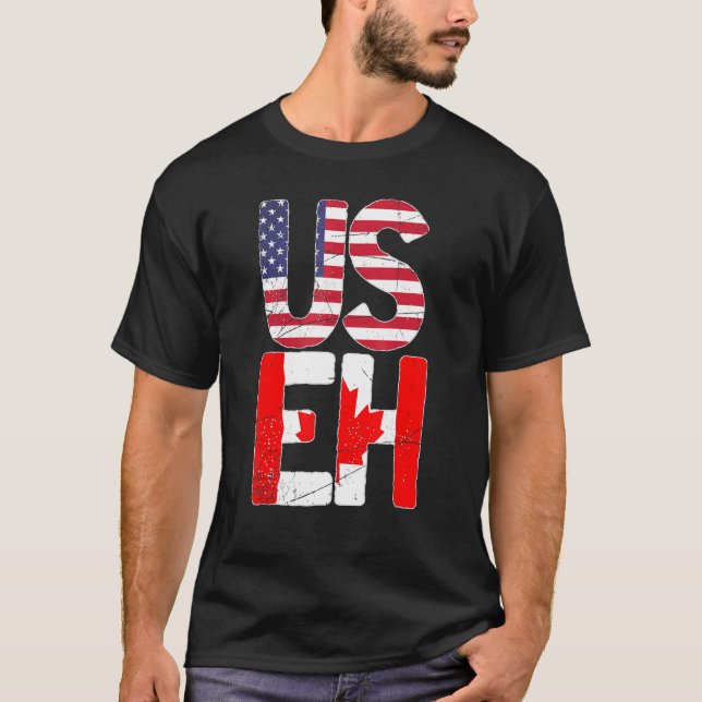 Us Flag Country Canadian Maple Leaf Useh Canada T-Shirt (Front)