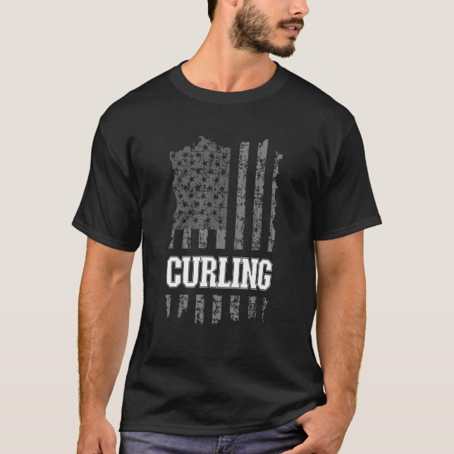 US Flag Curler - American Curling T-Shirt (Front)