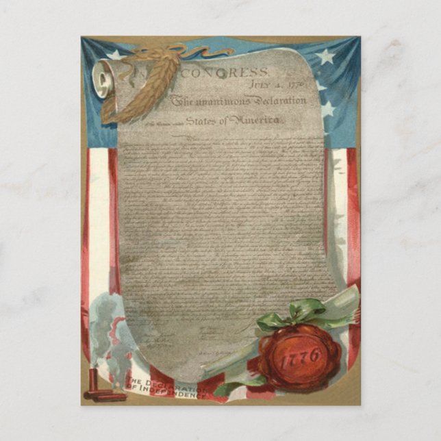 US Flag Declaration of Independence 1776 Postcard (Front)