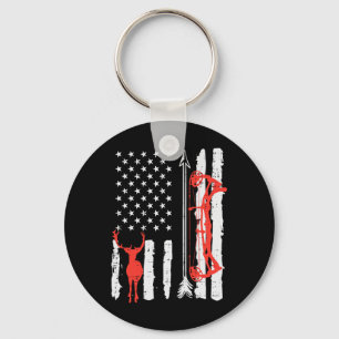 Us Flag Deer Bow Hunting Patriotic Archer Hunter M Key Ring