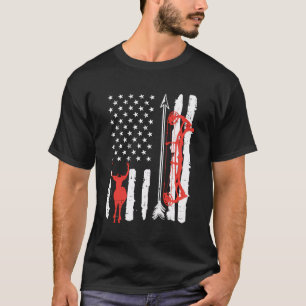 Us Flag Deer Bow Hunting Patriotic Archer Hunter M T-Shirt