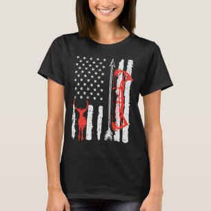 Us Flag Deer Bow Hunting Patriotic Archer Hunter M T-Shirt
