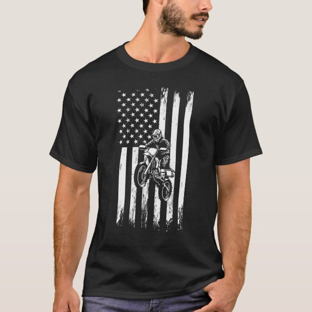 US Flag Dirt Bike Motorcycle Bike Moto Braap   Mot T-Shirt (Front)