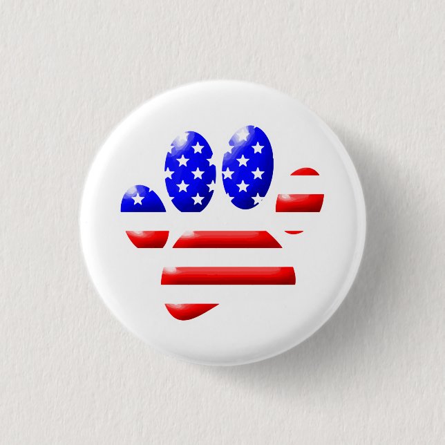 US Flag Dog Paw Print 3 Cm Round Badge (Front)