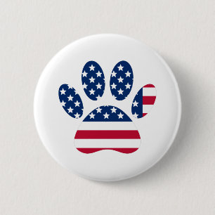 US Flag Dog Paw Print 6 Cm Round Badge