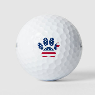US Flag Dog Paw Print Golf Balls