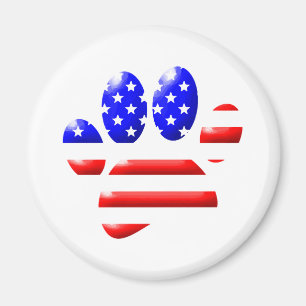 US Flag Dog Paw Print  Magnet