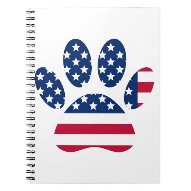 US Flag Dog Paw Print Notebook (Front)