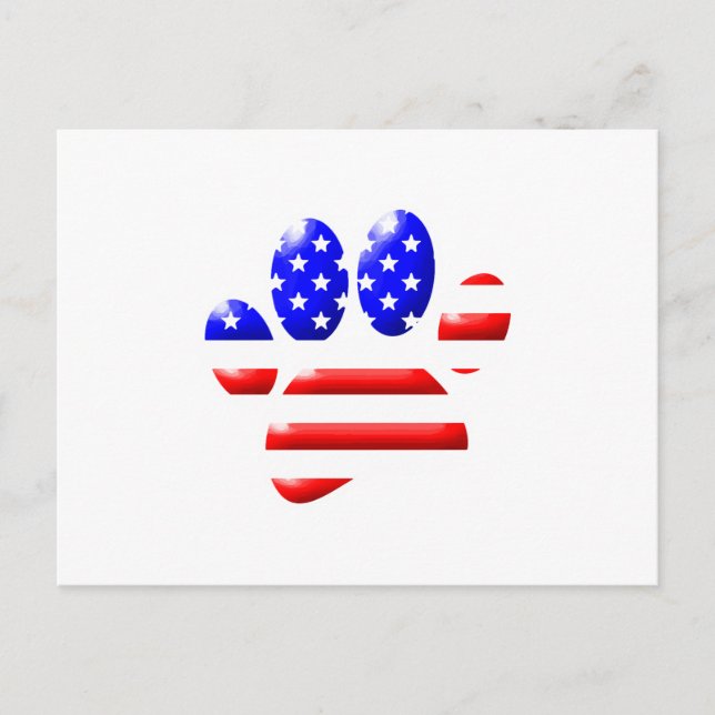 US Flag Dog Paw Print Postcard (Front)