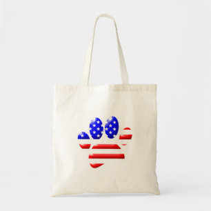 US Flag Dog Paw Print Tote Bag