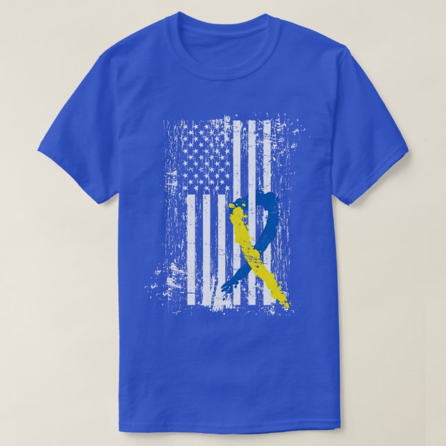 US Flag Down Syndrome Awareness T-Shirt (Design Front)