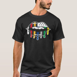 US Flag Dripping Lips Patriotic First Responders T-Shirt