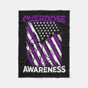 Us Flag Drug Overdose Opioid Overdose Awareness Fleece Blanket