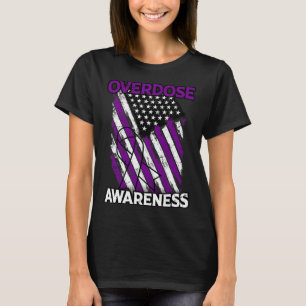 Us Flag Drug Overdose Opioid Overdose Awareness T-Shirt