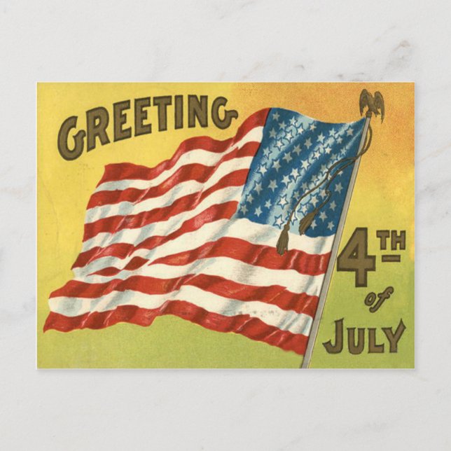 US Flag Eagle 4th of July Greeting Postcard (Front)
