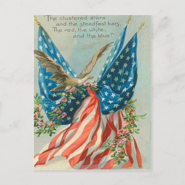 US Flag Eagle Rose Memorial Day Postcard (Front)