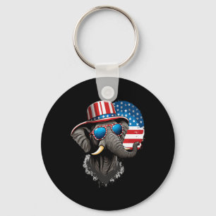 Us Flag Elephant 4th July Vote For Elephants Key Ring