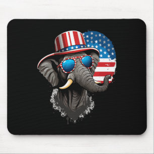 Us Flag Elephant 4th July Vote For Elephants  Mouse Mat
