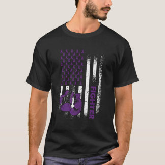Us Flag Epilepsy Fighter Purple Ribbon Epilepsy Aw T-Shirt
