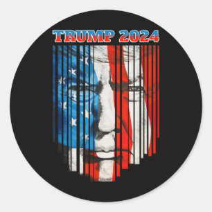 Us Flag Face Trump Vintage Donald Trump 4th Of Jul Classic Round Sticker