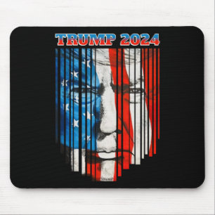 Us Flag Face Trump Vintage Donald Trump 4th Of Jul Mouse Mat