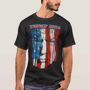 Us Flag Face Trump Vintage Donald Trump 4th Of Jul T-Shirt