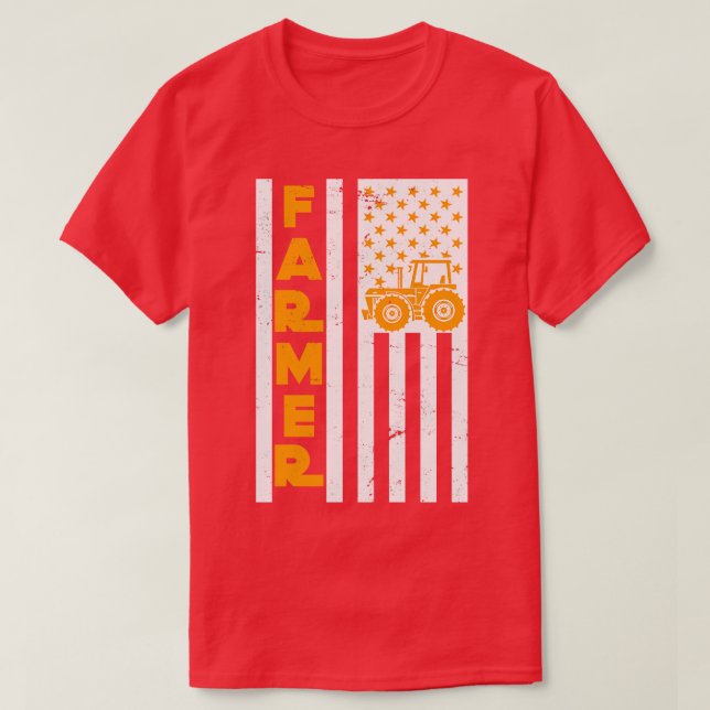 US Flag Farmer T-Shirt (Design Front)