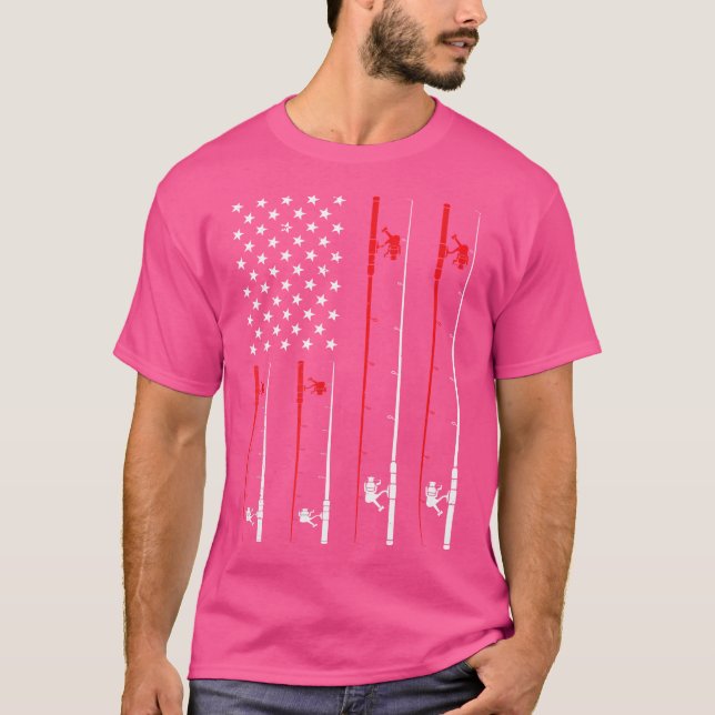 Us Flag Fishing Rod  Fishing T-Shirt (Front)