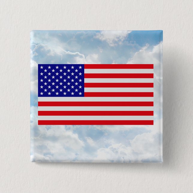 US Flag Flat - Square Button (Front)
