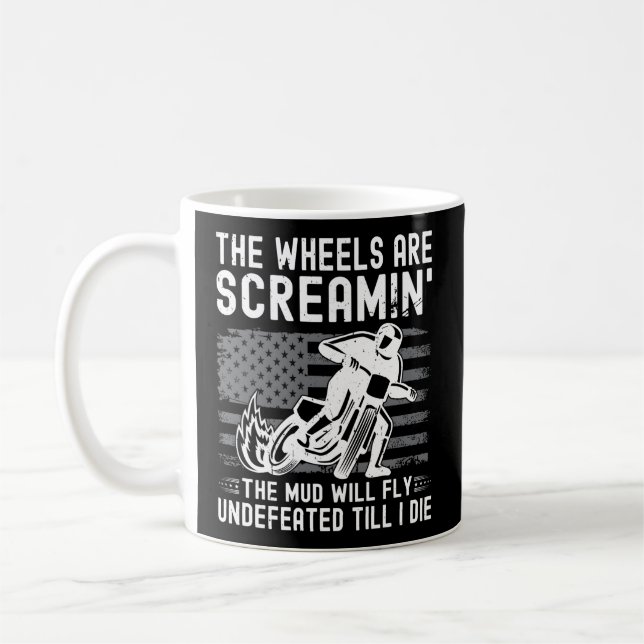 Us Flag Flat Track Motorcycling Racing Coffee Mug (Left)