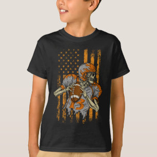 Us Flag Footbyll Skeleton Halloween For Men Boys K T-Shirt