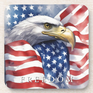 US Flag Freedom Eagle Motivational Inspirational Coaster