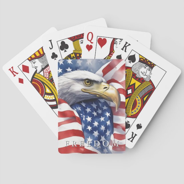 US Flag Freedom Eagle Motivational Inspirational Playing Cards (Back)