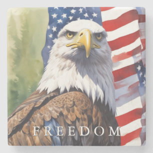 US Flag Freedom Eagle Motivational Inspirational Stone Coaster