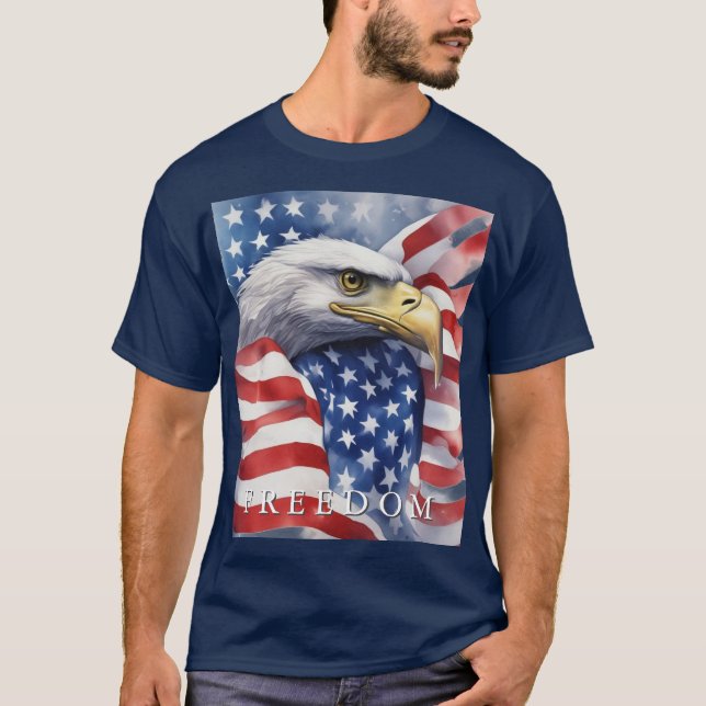 US Flag Freedom Eagle Motivational Inspirational T-Shirt (Front)
