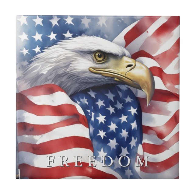 US Flag Freedom Eagle Motivational Inspirational Tile (Front)