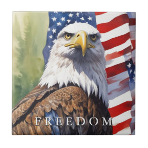 US Flag Freedom Eagle Motivational Inspirational Tile
